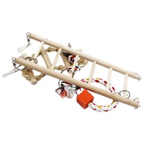POPETPOP Hamster Suspension Bridge - Rat Toys Ladder - Pet Hanging Hammock Wooden Swing Cage Toy for Small Animal