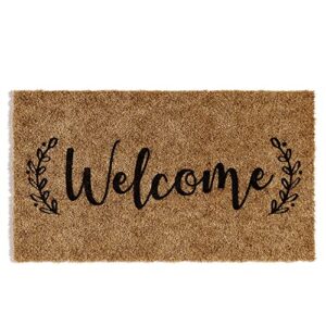 barnyard designs 'welcome' doormat welcome mat for outdoors, large front door entrance mat, 30x17, brown