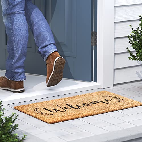 Barnyard Designs 'Welcome' Doormat Welcome Mat for Outdoors, Large Front Door Entrance Mat, 30x17, Brown