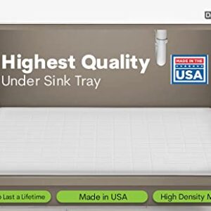 Waterproof 3+ Gallon Under Sink Cabinet Mat/Liner Protector for Kitchen and Bathroom Vanity - 33" x 21" - White - Made in USA