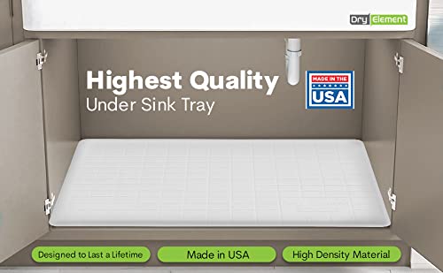 Waterproof 3+ Gallon Under Sink Cabinet Mat/Liner Protector for Kitchen and Bathroom Vanity - 33" x 21" - White - Made in USA