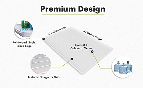 Waterproof 3+ Gallon Under Sink Cabinet Mat/Liner Protector for Kitchen and Bathroom Vanity - 33" x 21" - White - Made in USA