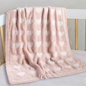 kid nation baby blankets for girls boys toddler double-sided heart blanket,40"x 30"soft plush crib blanket fluffy baby quilt newborn stroller blanket,light pink