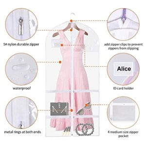 3 PCS Garment Bags, Garment Bags for Dance Costumes, 50 Inch Garment Bags for Hanging Clothes with 7 Zipper Pockets, Garment Bags For Travel Storage, Dance Garment Bags for Dancers, Clear Garment Bag