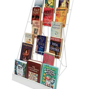 FixtureDisplays® 6-Tier White 18" Wide Wire Tabletop Display Rack Greeting Card Rack Book CD DVD Stand Tile Sample Literature Countertop Showcase 119352-WHT