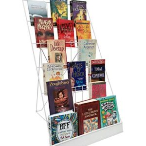 FixtureDisplays® 6-Tier White 18" Wide Wire Tabletop Display Rack Greeting Card Rack Book CD DVD Stand Tile Sample Literature Countertop Showcase 119352-WHT