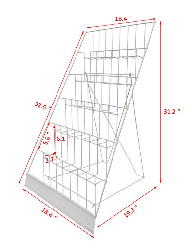 FixtureDisplays® 6-Tier White 18" Wide Wire Tabletop Display Rack Greeting Card Rack Book CD DVD Stand Tile Sample Literature Countertop Showcase 119352-WHT