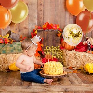 Pumpkin Party Decorations Cutest Pumpkin in the Patch Banner Little Pumpkin Baby Shower Decorations Cake Topper Fall Party Balloons for Fall Birthday Party Decorations Thanksgiving Party Supplies