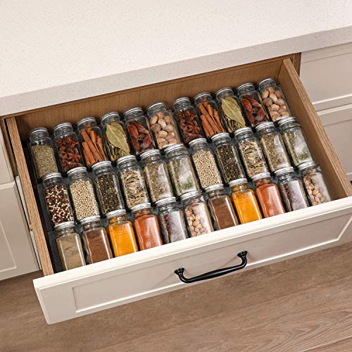 AOZITA 24 Pcs Glass Spice Jars/Bottles - 6oz Empty Square Spice Containers with Spice Labels - Shaker Lids and Airtight Metal Caps - Silicone Collapsible Funnel Included