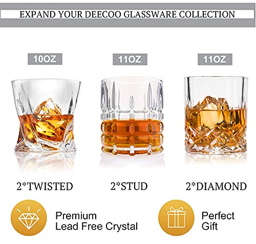 DeeCoo Whiskey Glasses-Premium 10, 11 OZ Scotch Glasses Set of 6 /Old Fashioned Whiskey Glasses/Style Glassware for Bourbon/Rum glasses/Bar Tumbler Whiskey Glasses(Mixed)