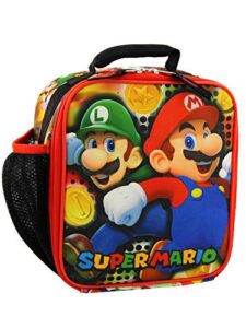 super mario bros boy's girl's meal holder, soft insulated school lunch box (one size, red/multi)