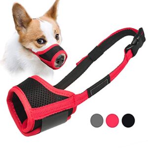 dog muzzle anti biting and chewing, with comfortable mesh soft fabric and adjustable strap, suitable for small, medium and large dogs
