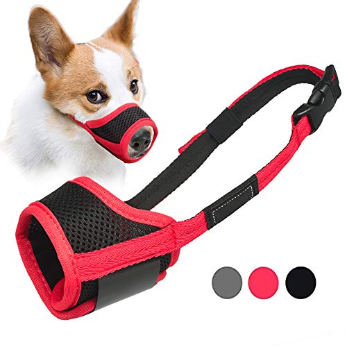 Dog Muzzle Anti Biting and Chewing, with Comfortable Mesh Soft Fabric and Adjustable Strap, Suitable for Small, Medium and Large Dogs