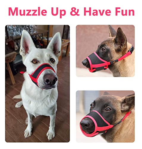 Dog Muzzle Anti Biting and Chewing, with Comfortable Mesh Soft Fabric and Adjustable Strap, Suitable for Small, Medium and Large Dogs