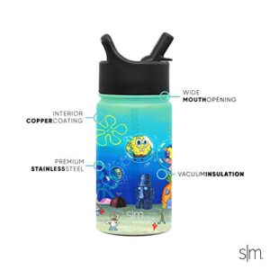 Simple Modern SpongeBob SquarePants Kids Water Bottle with Straw Insulated Stainless Steel Toddler Cup for Boys, Girls, School | Summit Collection | 14oz, SpongeBob Bikini Bottom