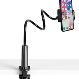 Eaxxfly Gooseneck Bed Phone Holder Mount, Flexible Long Arm Clip Clamp for Desk, Bendy Lazy Bracket Bedside Stand, for iPhone 11 Pro Xs Max XR X 8 7 6 Plus Samsung S20 S10 S9 S8 Plus GPS