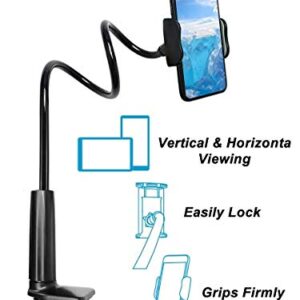 Eaxxfly Gooseneck Bed Phone Holder Mount, Flexible Long Arm Clip Clamp for Desk, Bendy Lazy Bracket Bedside Stand, for iPhone 11 Pro Xs Max XR X 8 7 6 Plus Samsung S20 S10 S9 S8 Plus GPS