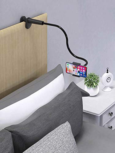 Eaxxfly Gooseneck Bed Phone Holder Mount, Flexible Long Arm Clip Clamp for Desk, Bendy Lazy Bracket Bedside Stand, for iPhone 11 Pro Xs Max XR X 8 7 6 Plus Samsung S20 S10 S9 S8 Plus GPS