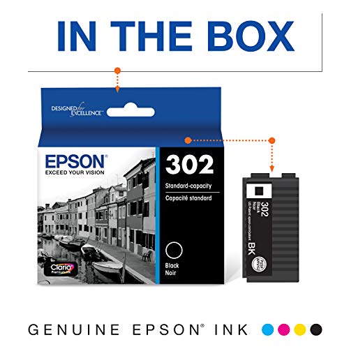 Epson T302XL-BCS Claria Premium Ink Cartridge Multi-Pack - High-Capacity Black and Standard-Capacity Photo Black and Color (CMYPB) & T302 Claria Premium Standard-Capacity Ink Cartridge - Black