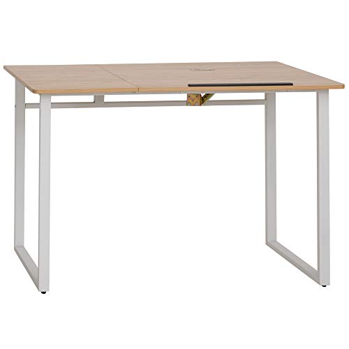 HOMCOM Modern Drafting Drawing Table with Adjustable Tiltable Tabletop, Writing Office Desk Artist Workstation, Oak