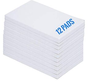 1intheoffice memo pads, memo note pads, unruled white scratch pads, 3x5, 100 sheets, 12/pack