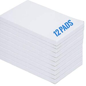 1InTheOffice Memo Pads, Memo Note Pads, Unruled White Scratch Pads, 3x5, 100 Sheets, 12/Pack