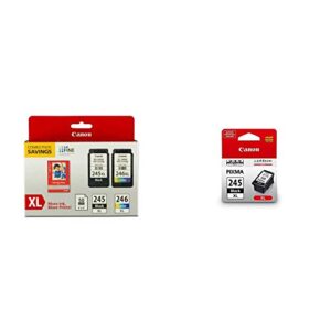 canon 8278b005 inks & paper pack, pg245, cl-246 xl, 50 sheets, 4 x 6 and pg-245xl high-yield black ink cartridge