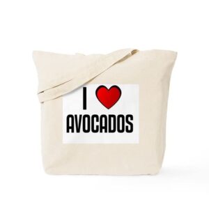 cafepress i love avocados tote bag natural canvas tote bag, reusable shopping bag