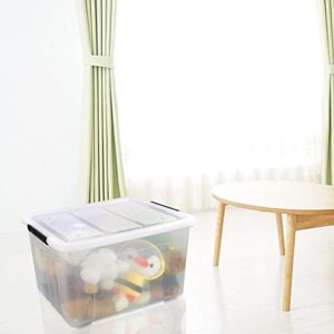 Callyne 70 L Clear Plastic Large Storage Box with Wheels, Set of 4