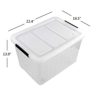 Callyne 70 L Clear Plastic Large Storage Box with Wheels, Set of 4