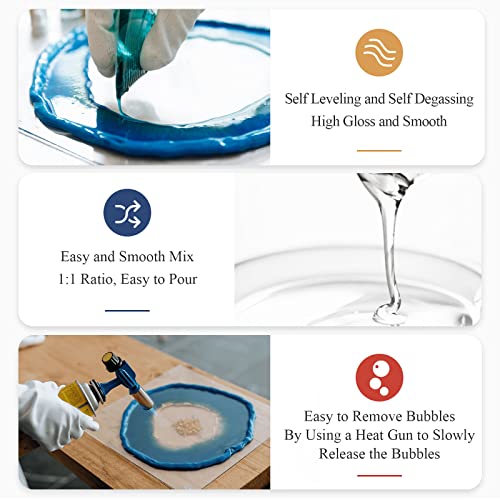 Epoxy Resin-32OZ Resin Kit, Epoxy Resin Crystal Clear-Not Yellowing and No Bubble Self Leveling Easy Mix 1:1 Casting & Coating for DIY Jewelry Making of The Art Resin & Epoxy Resin (32oz)