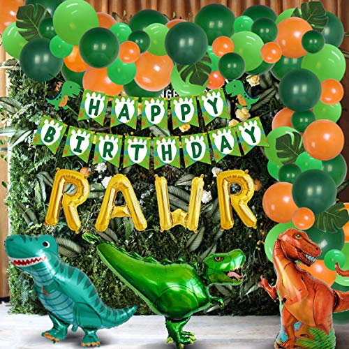 Dinosaur Balloon Garland Kit for Boys Girls Rawr Balloon Arch Dinosaur 1st 2nd 3rd Birthday Party Decorations Supplies Dino Happy Birthday Banner T-Rex Balloons