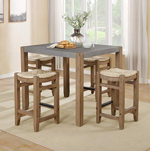 Alaterre Furniture Newport 36" H Faux Concrete and Wood Counter Height Dining Table