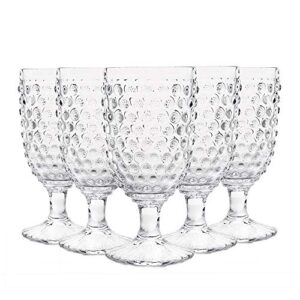 g hobnail iced tea beverage goblets 13 oz. set of 6 premiun glass set for wine soda juice water perfect for dinner parties bars restaurants everyday use (clear, goblet)