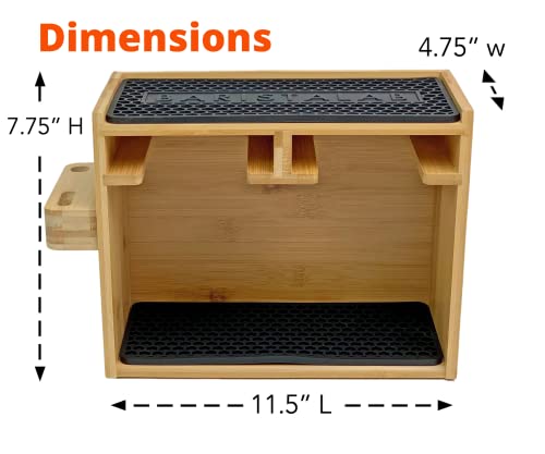 Barista Lab Stand for AeroPress® Bamboo Organizer for Wall, Counter or In-Cabinet Storage Holds Filters, Cups and Accessories With Precision Fit Silicone Dripper Mats