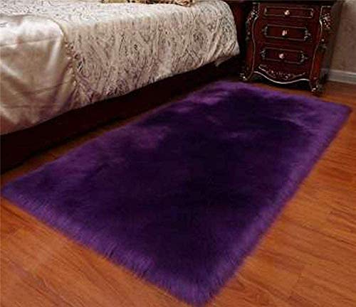 Jiang Bai Original Premium Faux Fur Area Rug, 2 FT x 6 FT, Softest, Luxurious Carpet Rugs for Bedroom, Living Room, Luxury Bed Side Plush Carpets, Rectangle, Purple (2 ft6 ft, Purple)