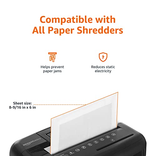 Amazon Basics 8-Sheet High-Security Micro-Cut Shredder with Pullout Basket and Paper Shredder Sharpening & Lubricant Sheets - Pack of 24