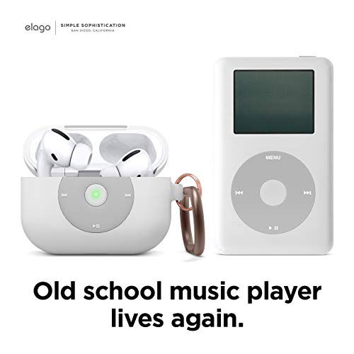 elago AW6 Case Compatible with AirPods Pro Case Cover, Retro Classic Music Player Design Case with Keychain, Durable Silicone, Classic Design [US Patent Registered] (White)