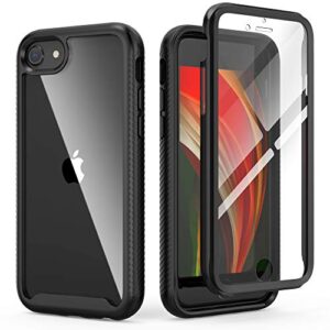 idweel iphone se 2020 case,iphone se 3nd generation case 2022,iphone 8 & 7 case,full-body durable shock absorption case with build in screen protector heavy duty shock resistant hard cover,black
