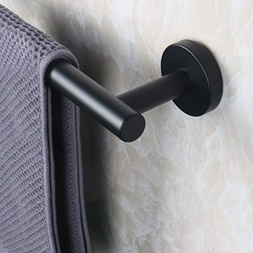 NearMoon Bathroom Towel Bar, Bath Accessories Thicken Stainless Steel Shower Towel Rack for Bathroom, Towel Holder Wall Mounted (Matte Black, 24 Inch)