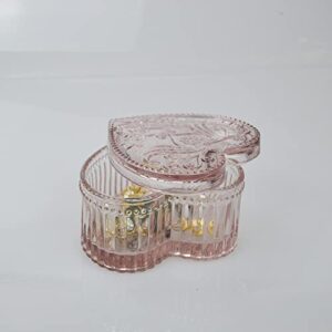 Gaolinci Crystal Glass Heart-Shaped Storage Box Embossed Jewelry Box Candy Box with Lid