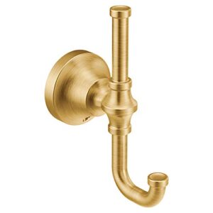 moen yb0503bg colinet traditional double robe hook, brushed gold