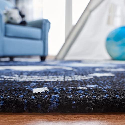 SAFAVIEH Carousel Kids Collection 5'3" Square Dark Blue / Light Blue CRK122M Outer Space Area Rug