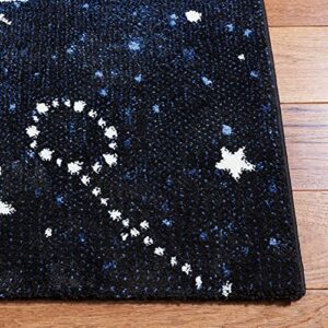 SAFAVIEH Carousel Kids Collection 5'3" Square Dark Blue / Light Blue CRK122M Outer Space Area Rug