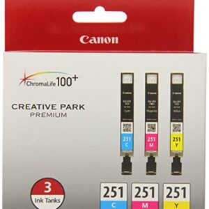 Canon CLI-251 3 Color Multi Pack Compatible to MG6320, iP7220 & MG5420, MX922, MG7120, MG6420, MG5520, iX6820, iP8720, MG7520, MG6620, MG5620 and PGI-250XL High-Yield Black Ink Tank