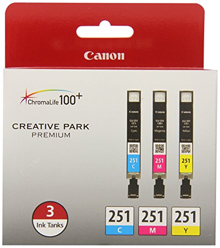 Canon CLI-251 3 Color Multi Pack Compatible to MG6320, iP7220 & MG5420, MX922, MG7120, MG6420, MG5520, iX6820, iP8720, MG7520, MG6620, MG5620 and PGI-250XL High-Yield Black Ink Tank