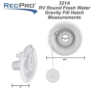 RecPro RV Round Fresh Water Gravity Fill Hatch Inlet | RV Water Fill Hatch | Camper Water Inlet Hatch | Trailer Water Fill Hatch Inlet (White, No Quick Fill) | Made in America