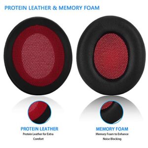 Jecobb Listen Earpads Replacement Ear Cushion Pads with Protein Leather and Memory Foam for Focal Listen Wireless Over Ear Headphones ONLY (NOT FIT Focal Other Series) (Black/Red)