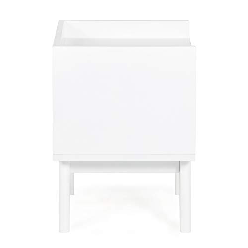 SIMPLIHOME Draper 20 inch H x 22 inch W Storage Hamper Bench in Pure White with Storage Compartment and 1 shelf, for the Bathroom