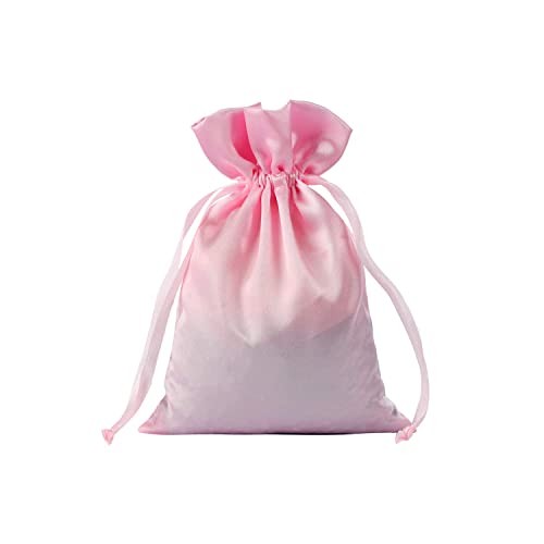 AKLVBL 30 Pack 5 x 7 Inches Pink Satin Gift Bags, Jewelry Bags, Drawstring Pouch, Wedding Favor Bags, Baby Shower Bags, silk bags